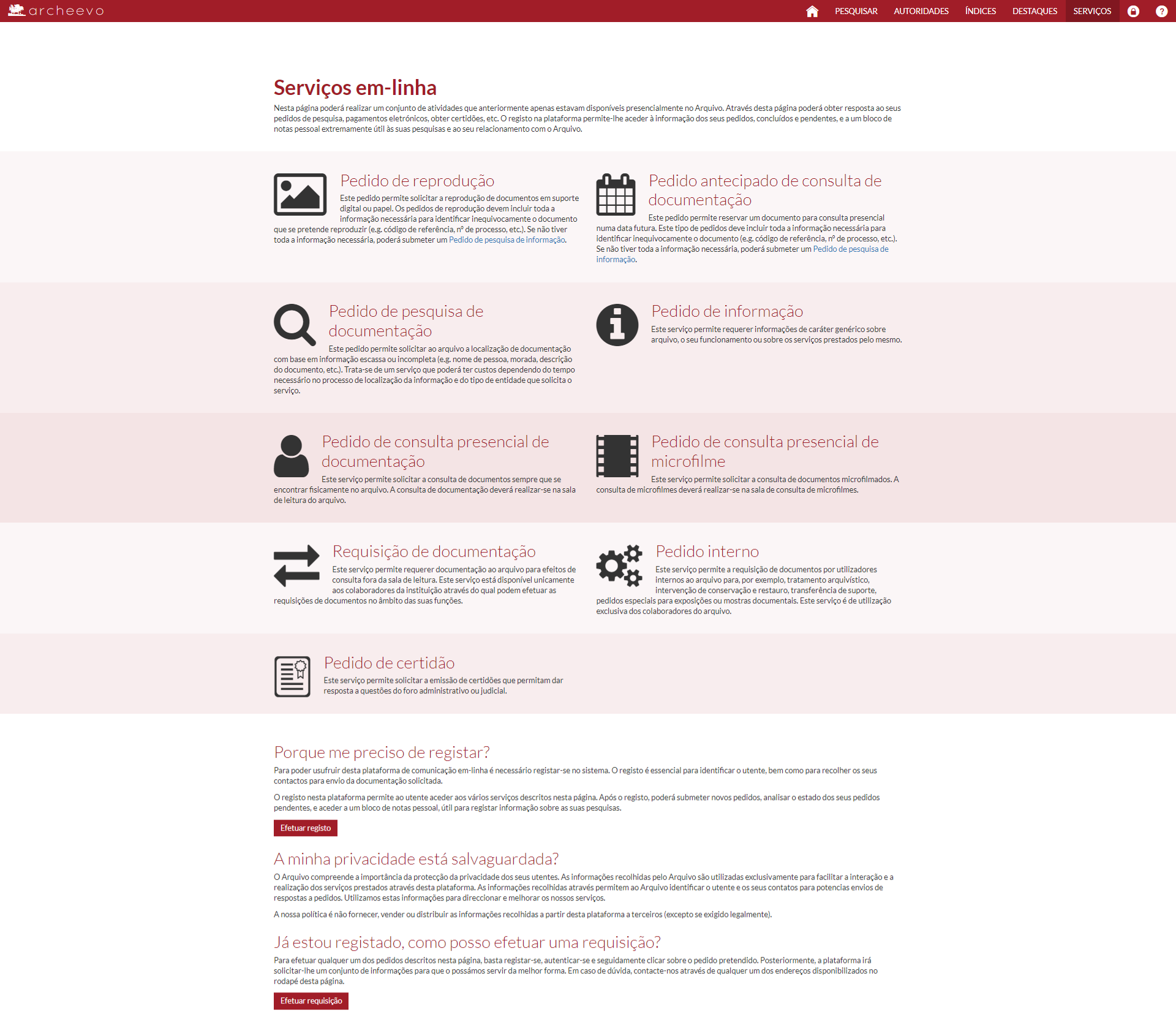 online services page